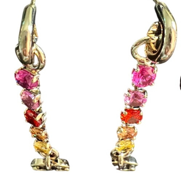 Chanel Light Gold Multi Crystal Dangle CC Earrings Cruise 2024 (CCXX015) - Picture 2 of 6